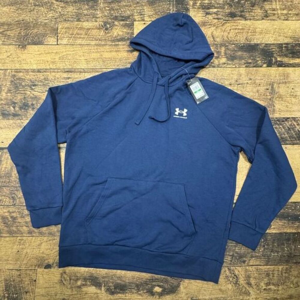 NWT Under Armour Rival Cotton Hoodie Casual Athletic Hoodie Blue Mens Large